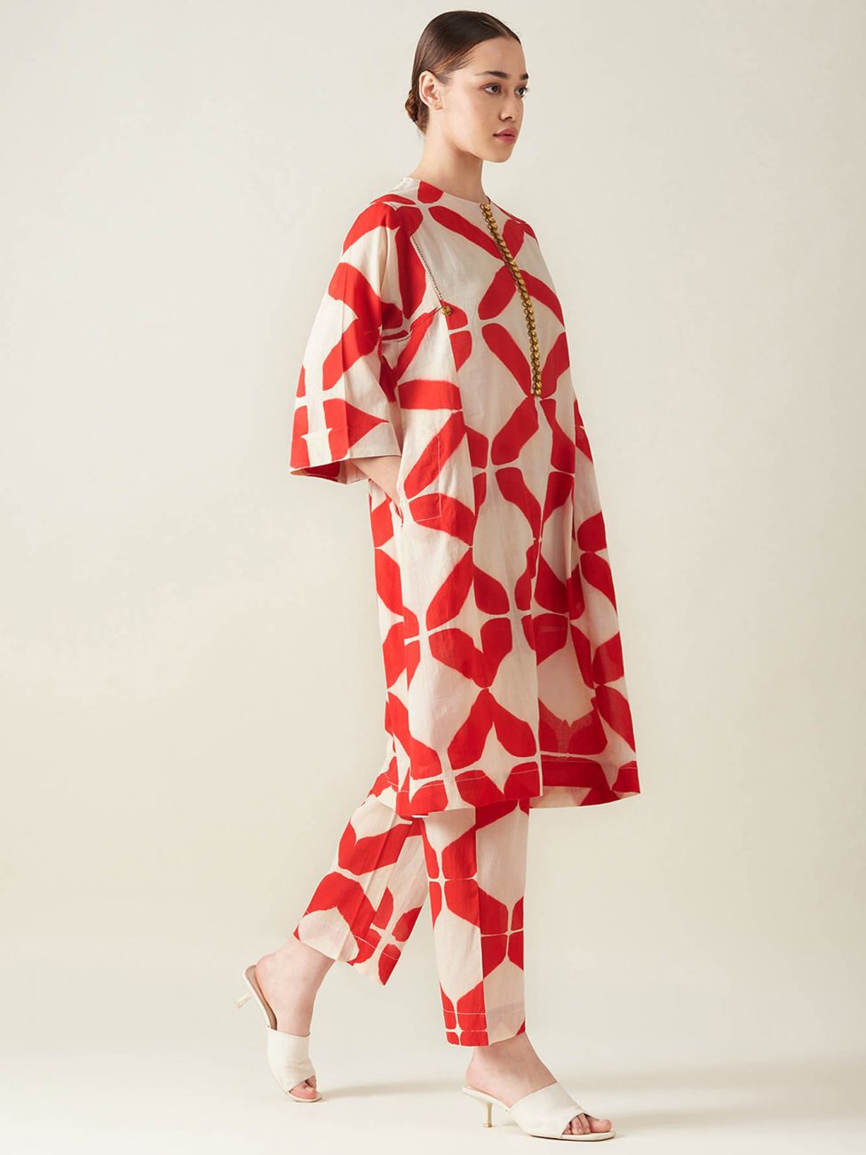 Red Embroidered Co ord Set