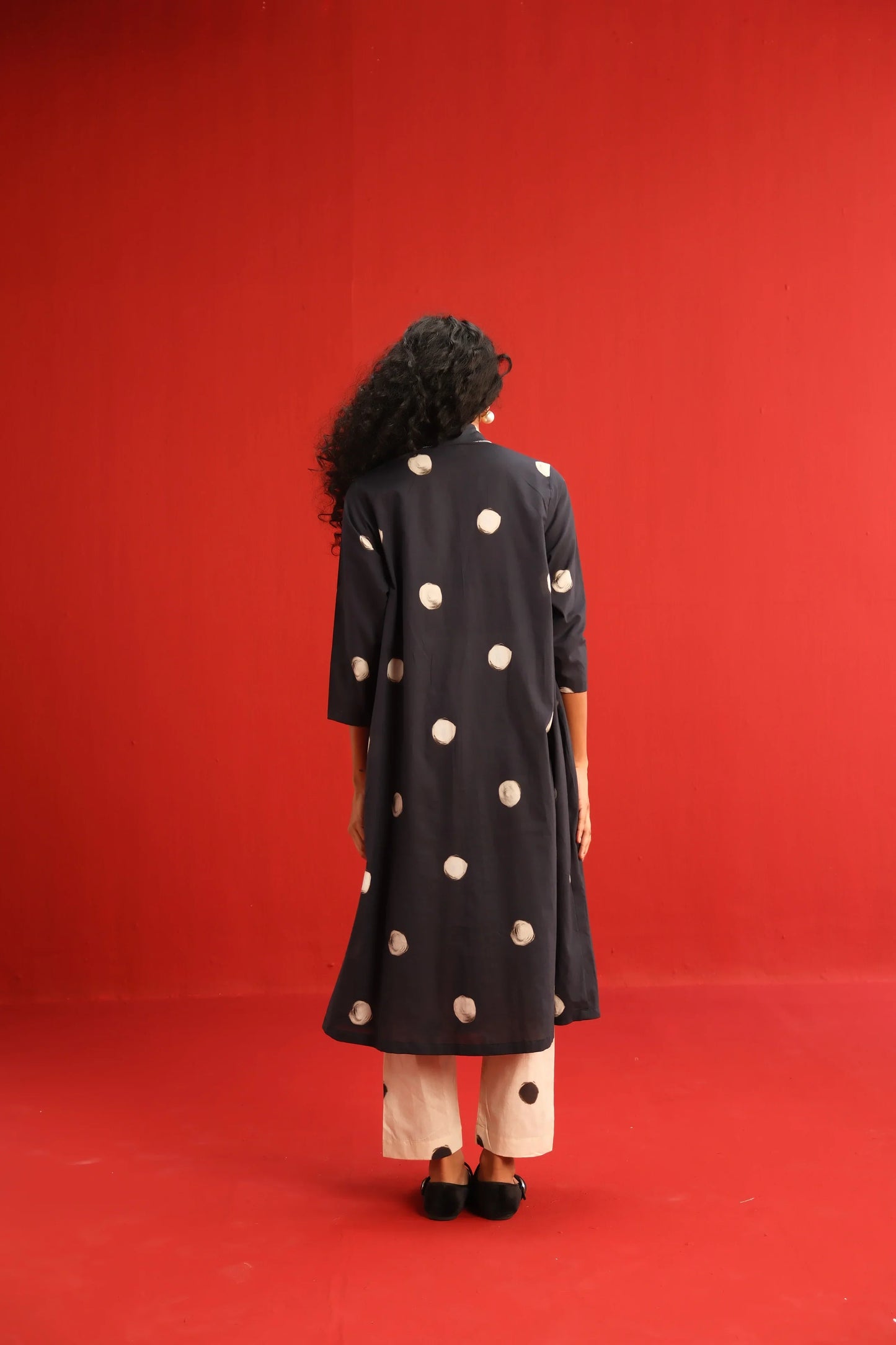 Polka A-line Kurta Set