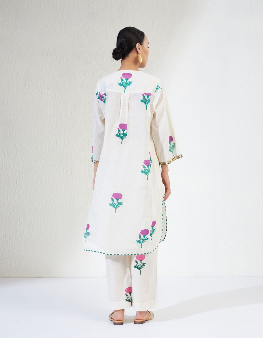 White & Pink Block Print Gulnar Set 2