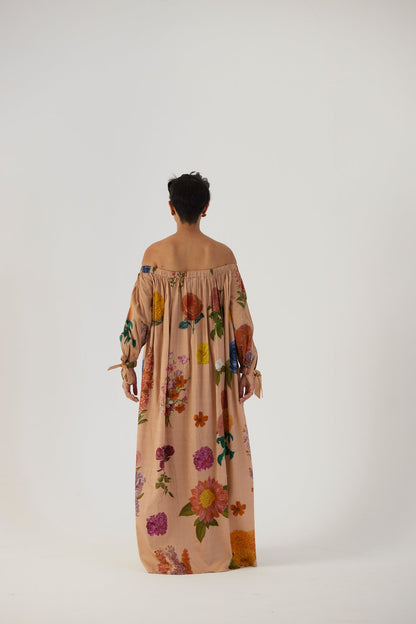 Vintage Garden Off-shoulder Long Dress