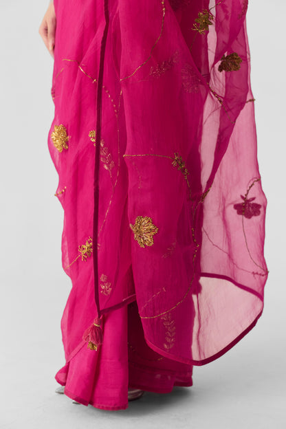 Pink Embroidered Saree