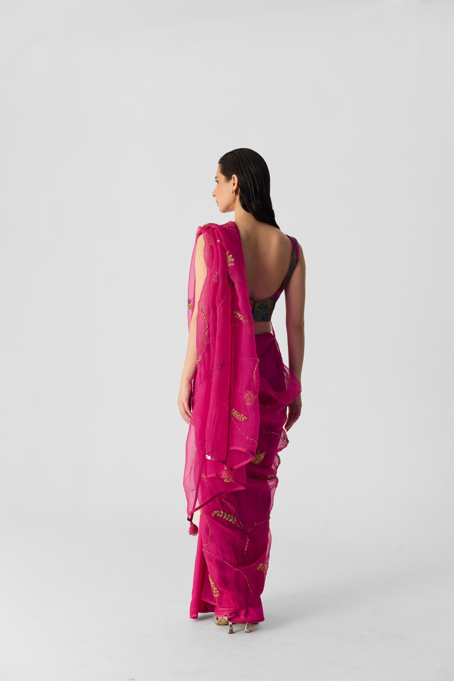 Pink Embroidered Saree