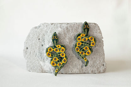 Snake Embroidered Earrings