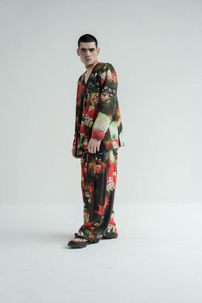 Red Florid Jacket/Overlay