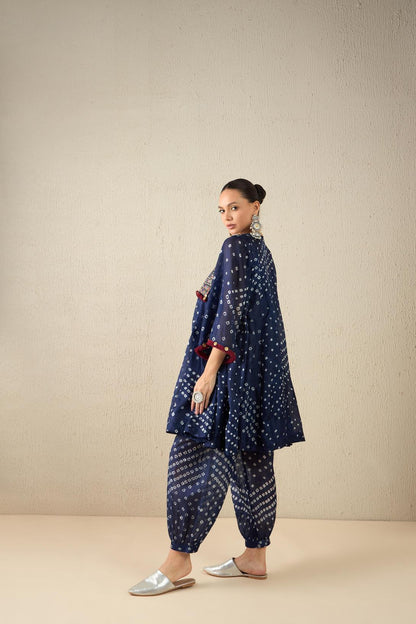 Afghani Bandhani Set (Navy Blue)