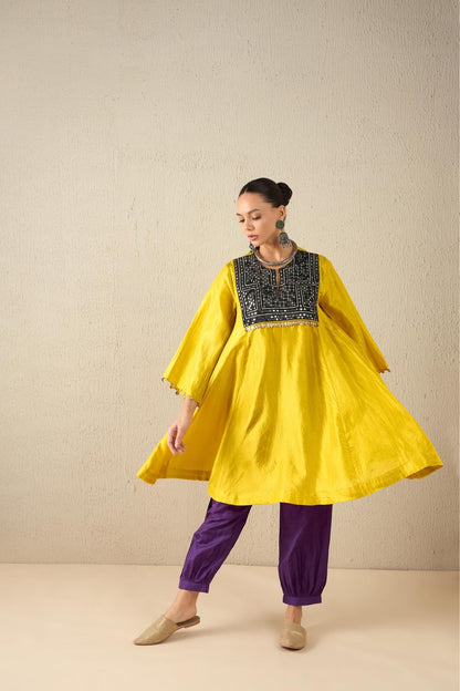 Afghani Silk Set (Yellow Upper, Purple Pants)