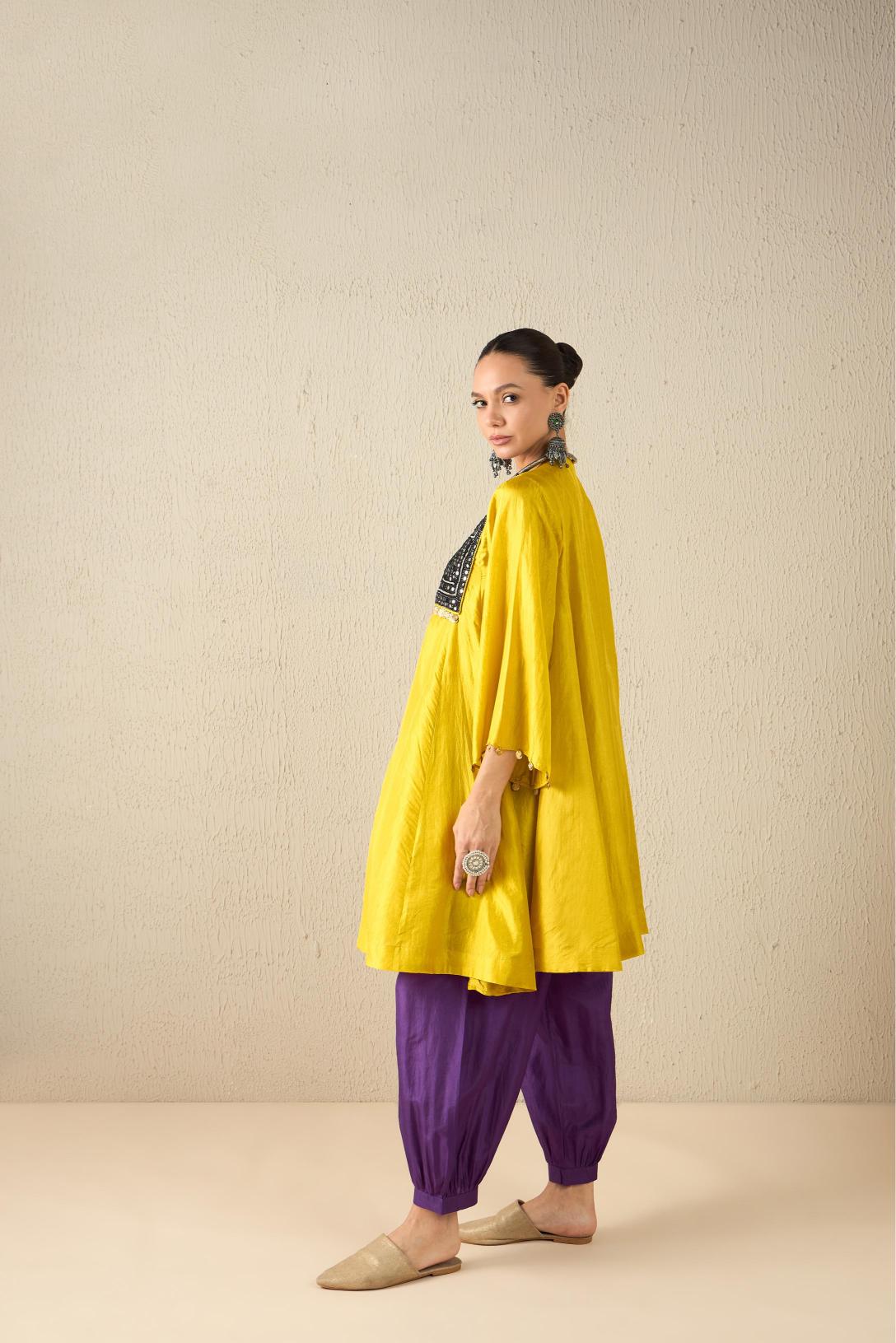 Afghani Silk Set (Yellow Upper, Purple Pants)