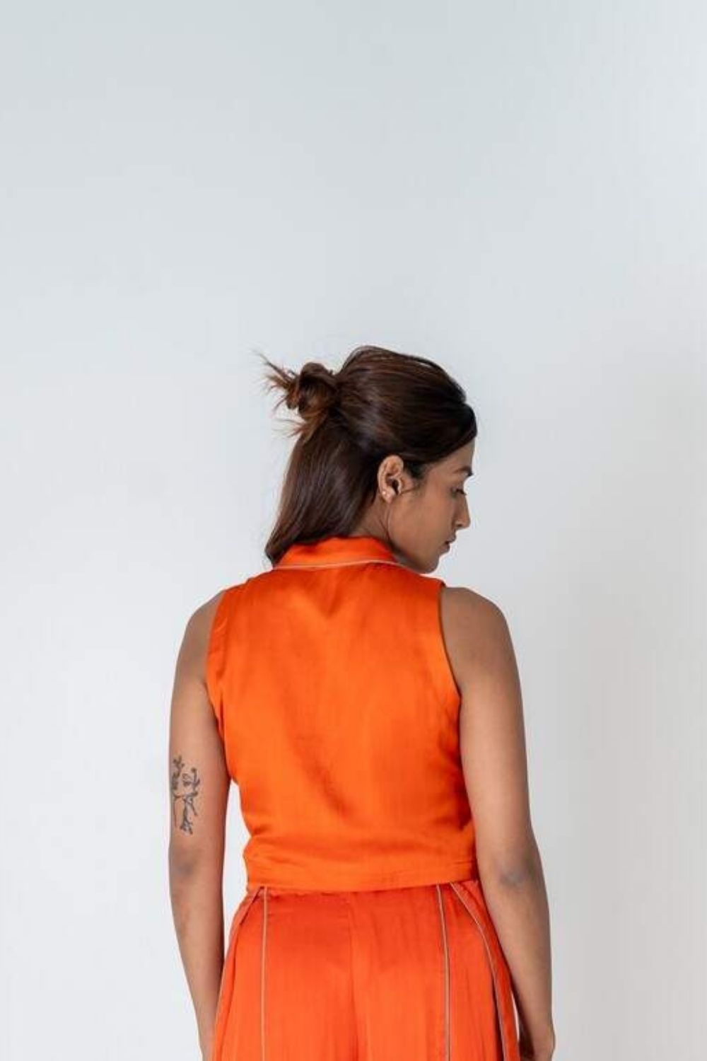 Orange Sleeveless Waistcoat Top