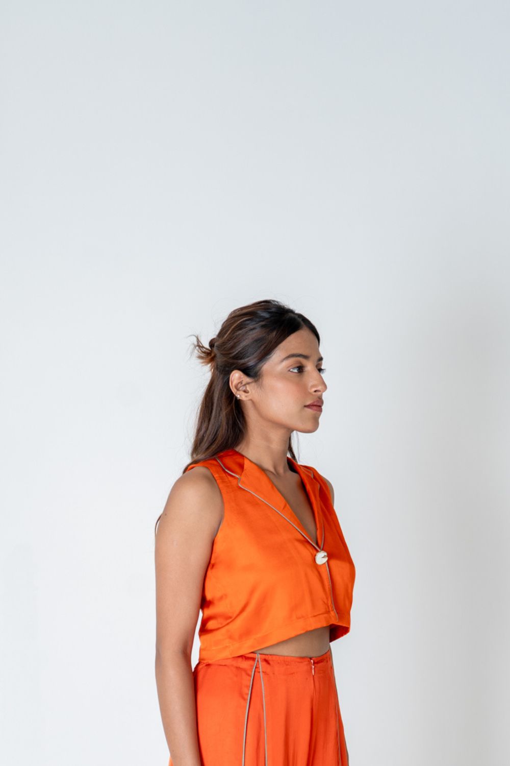 Orange Sleeveless Waistcoat Top