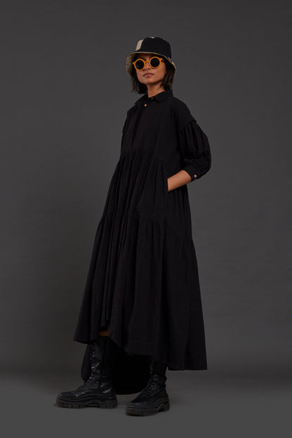 Black Tiered Shirt Dress