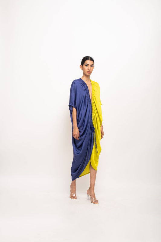 Blue-Neon Rouching Cape