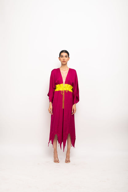 Wine-Neon Asymmetrical Cape