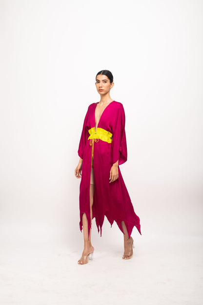 Wine-Neon Asymmetrical Cape