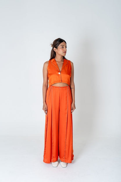 Orange Sleeveless Waistcoat Co-ord Set