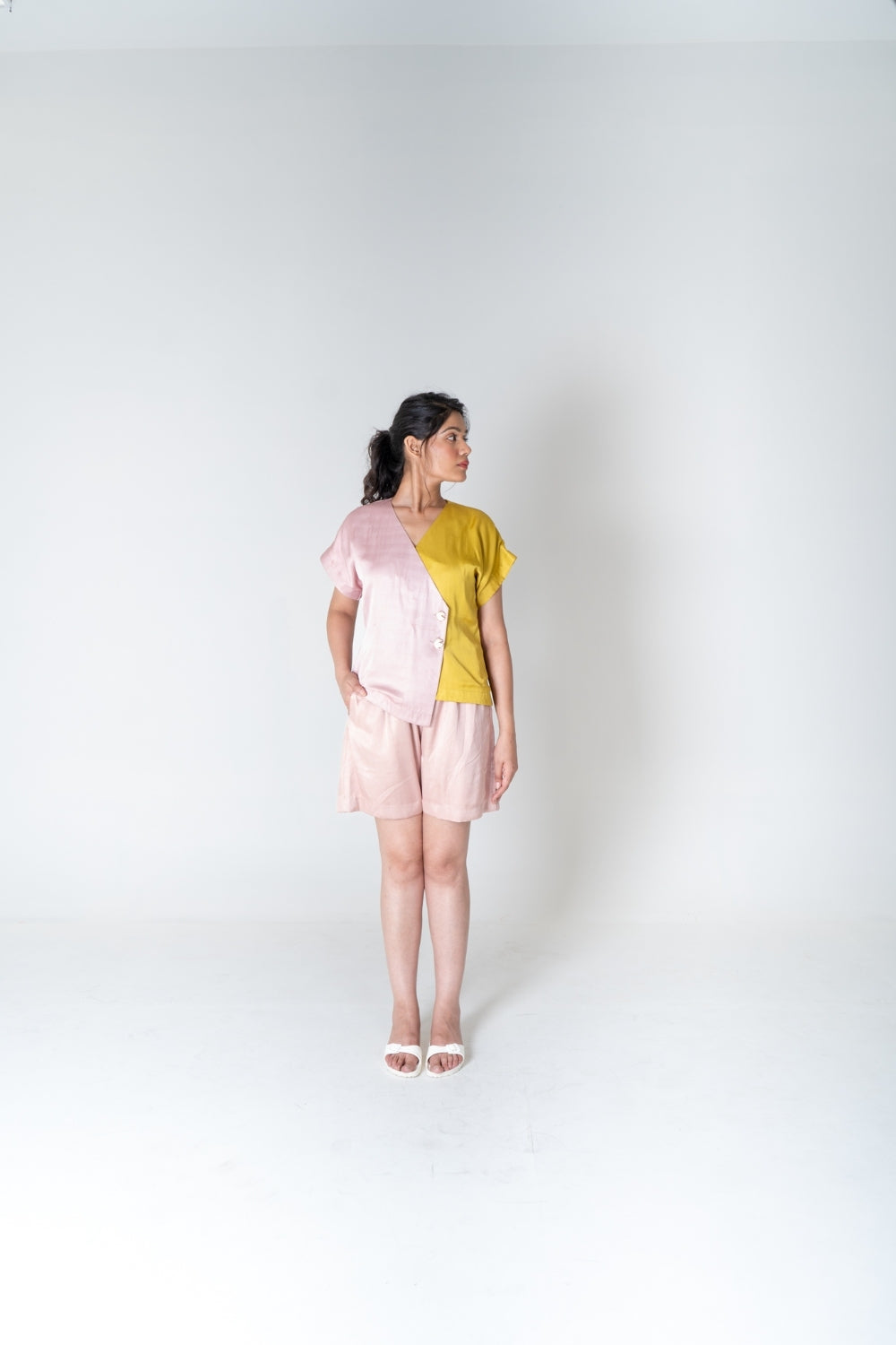 Pink-Yellow Short Co-ord Set