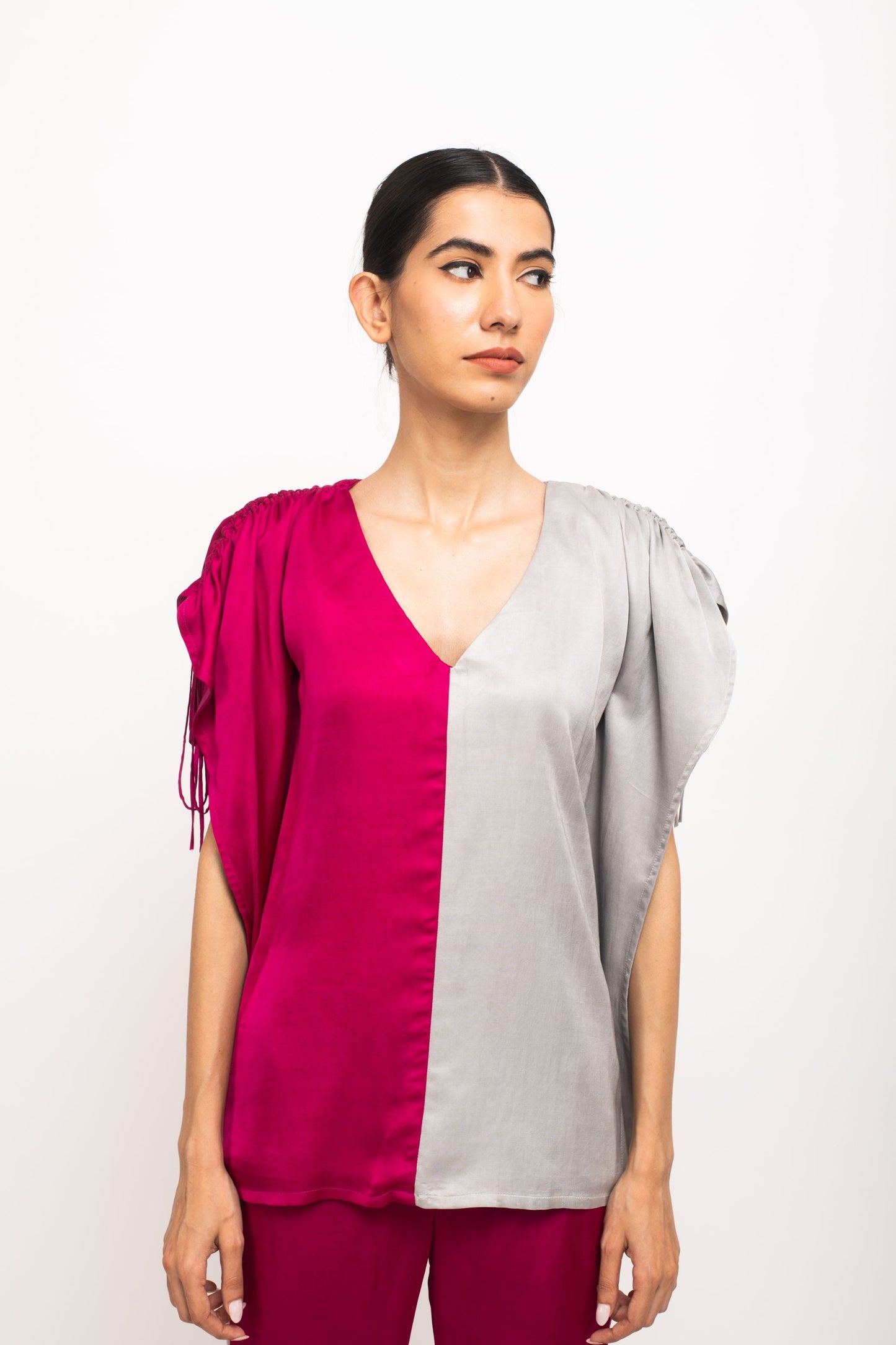 Wine-Grey Kaftan Set