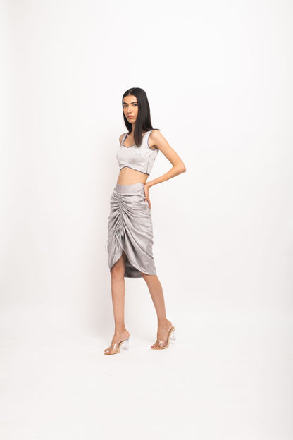 Grey-Blue Bustier Skirt Set