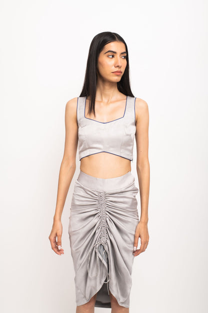 Grey-Blue Bustier Skirt Set