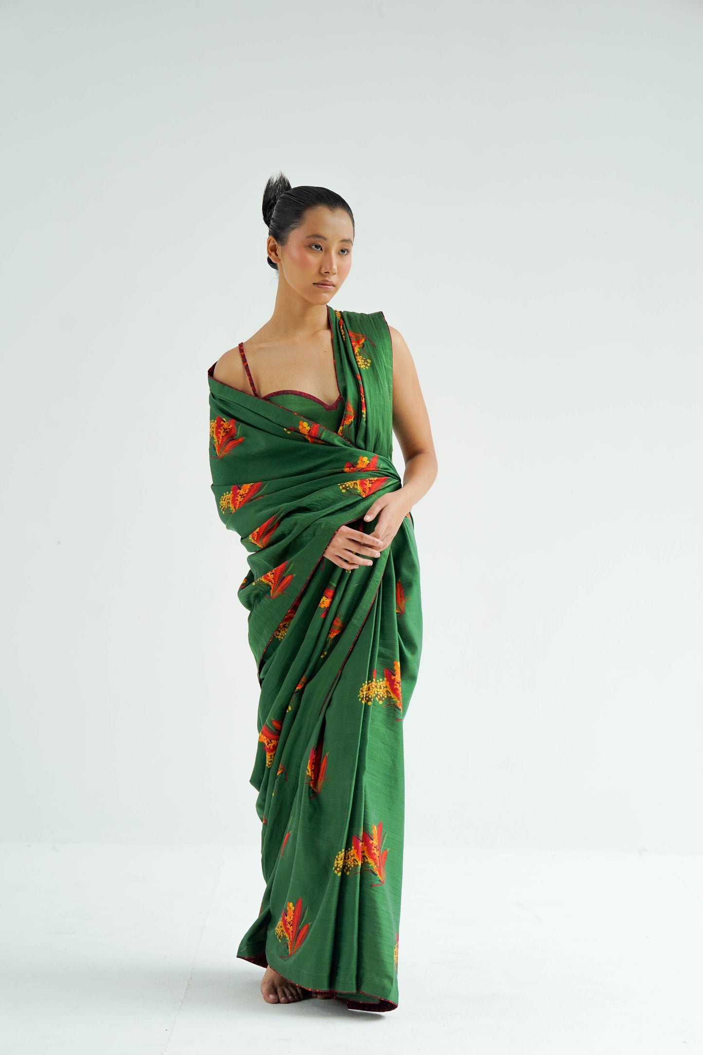 Green Firefly Saree With Blouse
