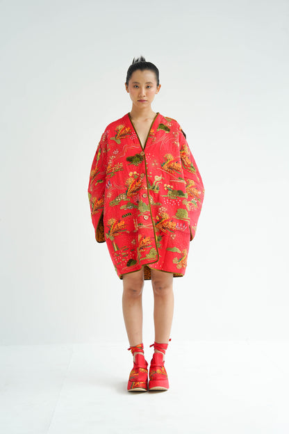 Red Firefly Puffer Jacket Dress