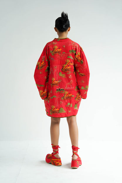 Red Firefly Puffer Jacket Dress