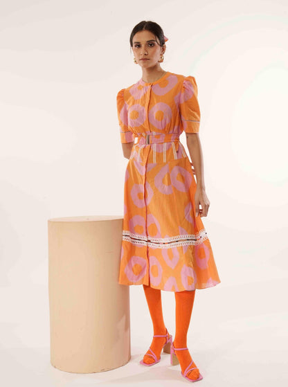 Julie Dress (Tie and Dye- Pink Orange)