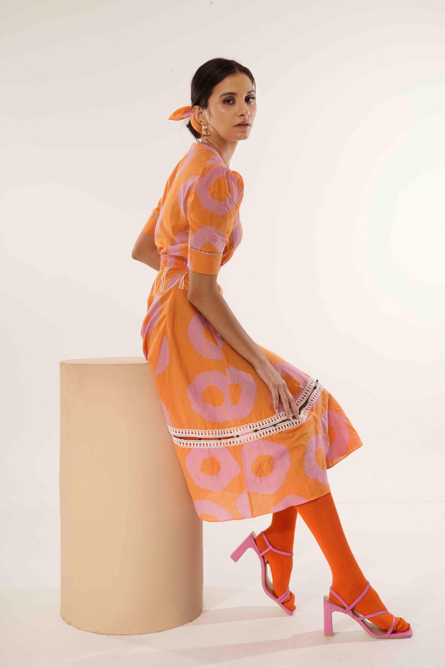 Julie Dress (Tie and Dye- Pink Orange)