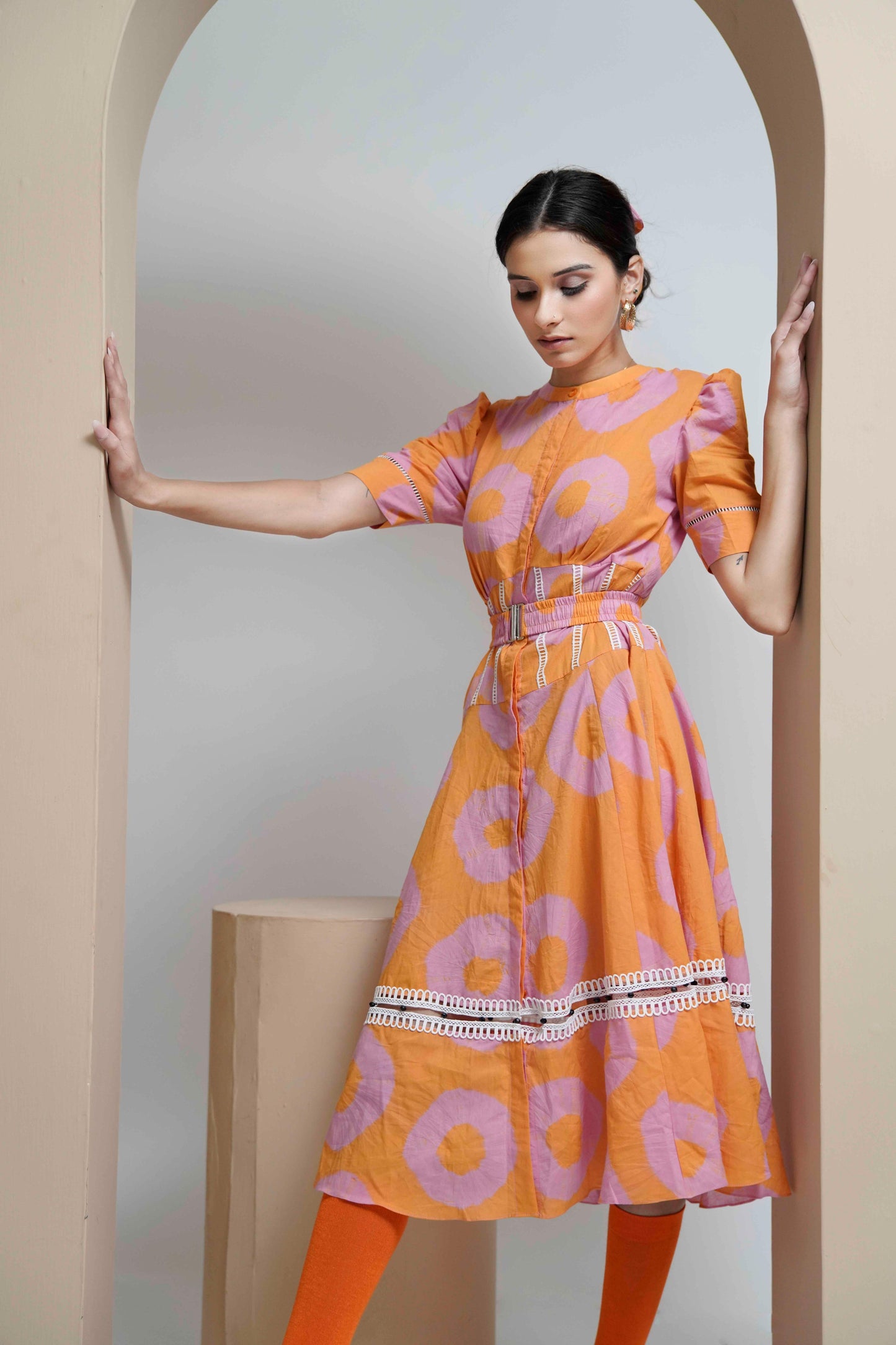 Julie Dress (Tie and Dye- Pink Orange)