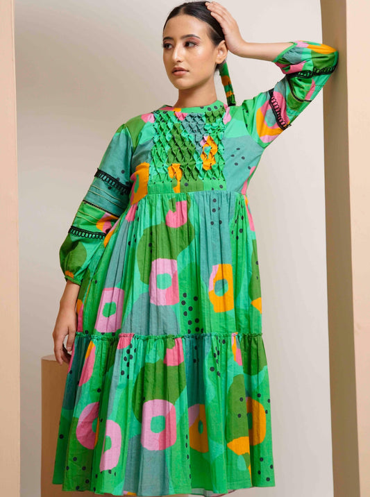 Ruby Dress (Green Print)