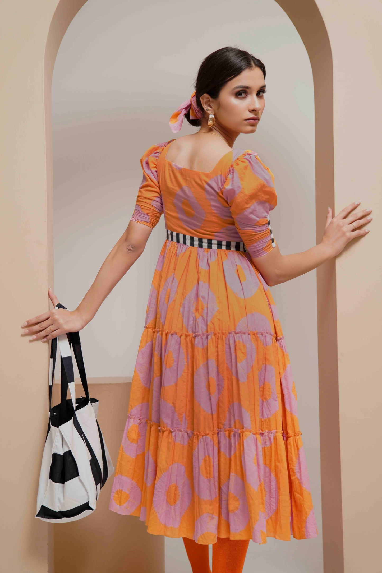 Lily Dress (Tie and Dye- Pink Orange)