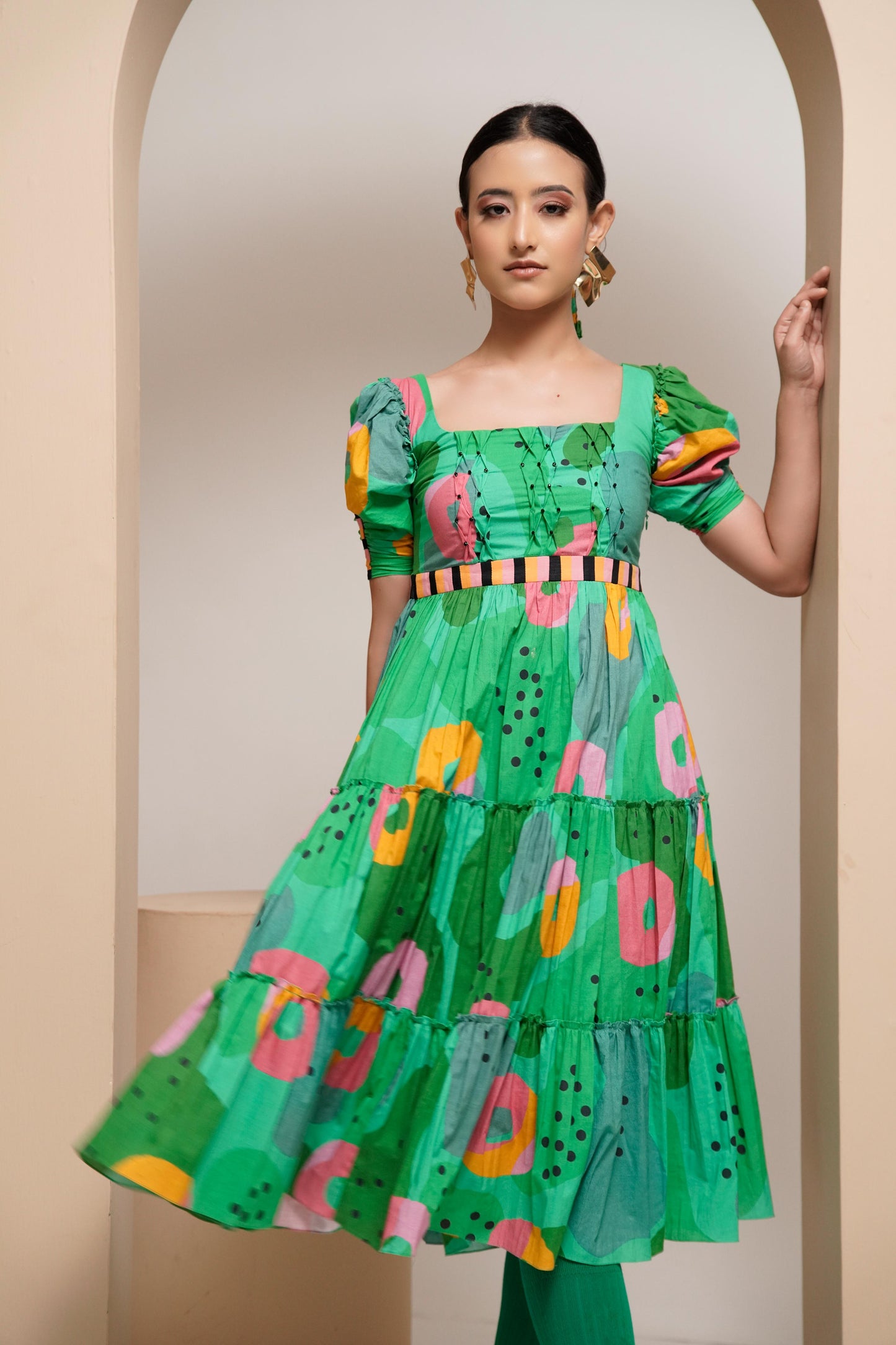 Lily Dress (Green Print)