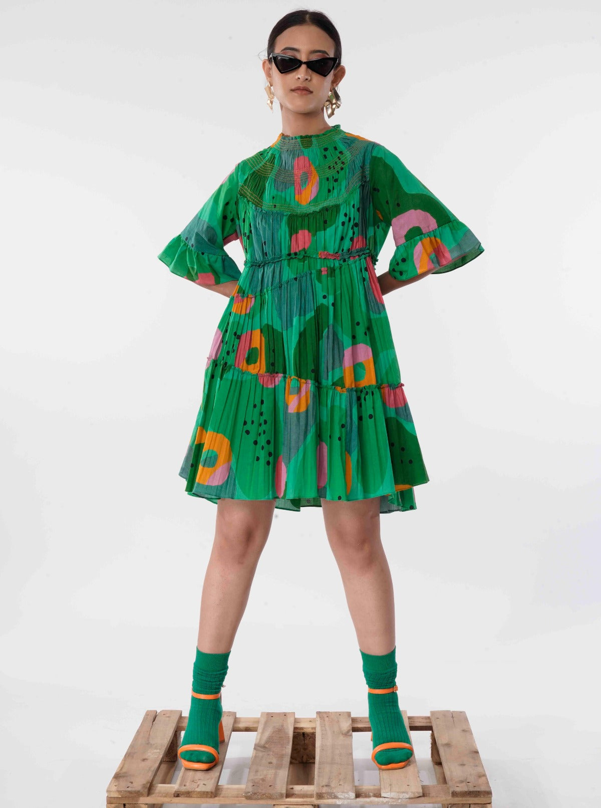 Dally Dress (Green Print)