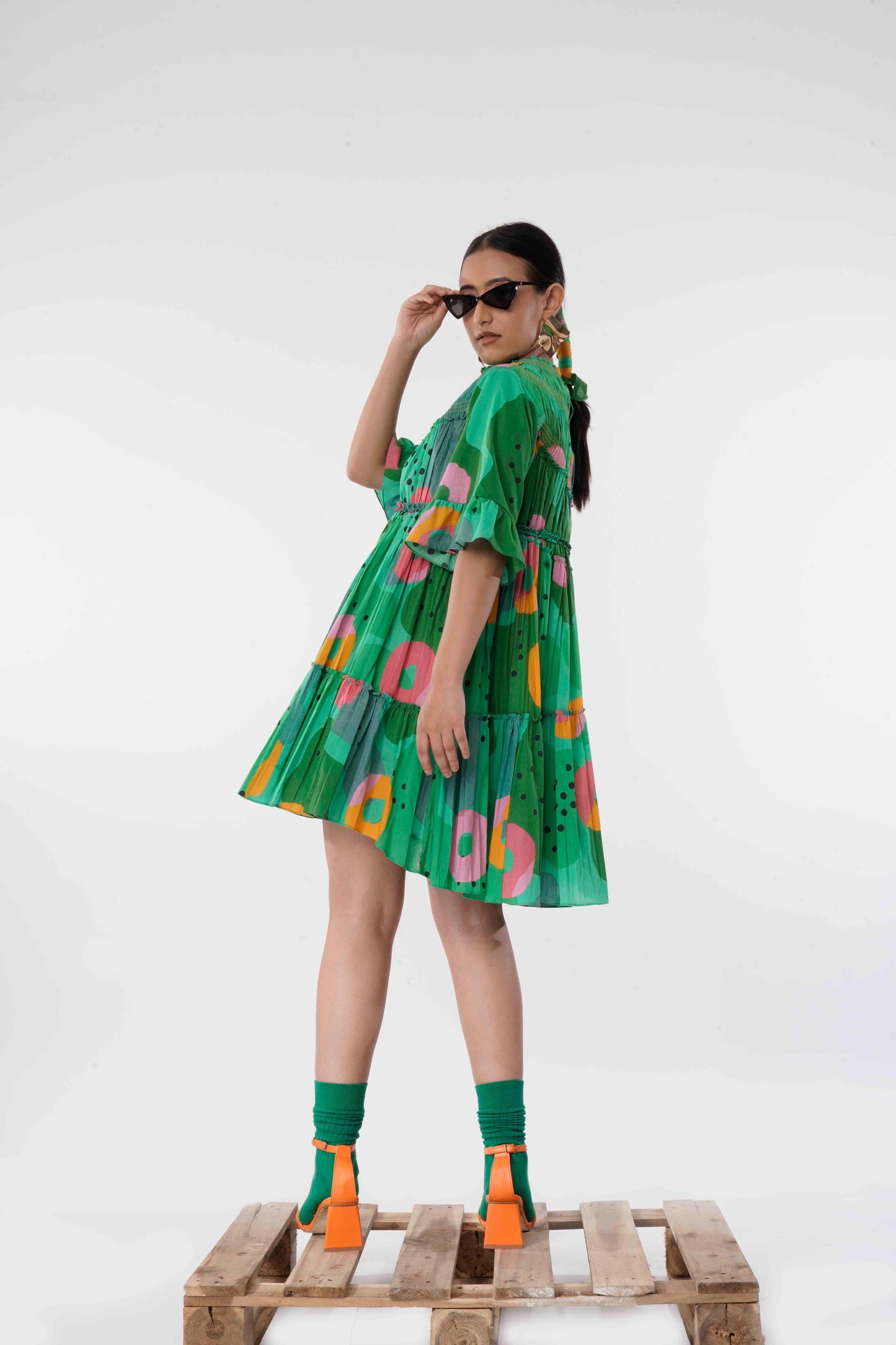 Dally Dress (Green Print)