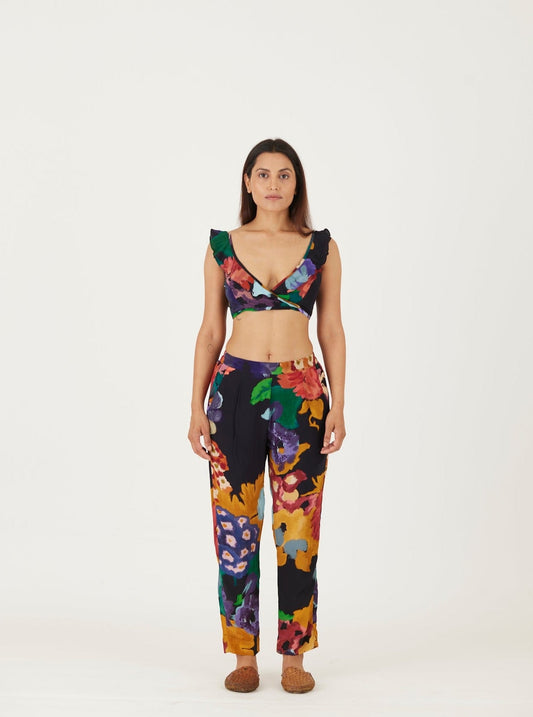 Farah Black Bralette & Pants Set