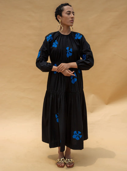 Gai Dress - Blue on Black