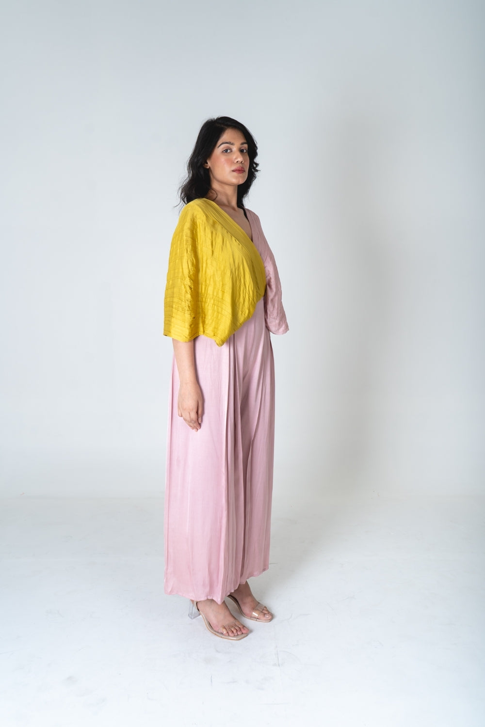 Pink-Yellow Color-Blocked Jumpsuit