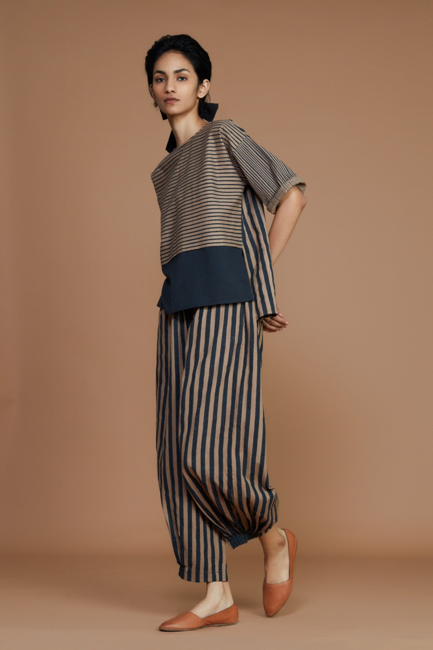 Brown with Charcoal Striped CB Ekin Top