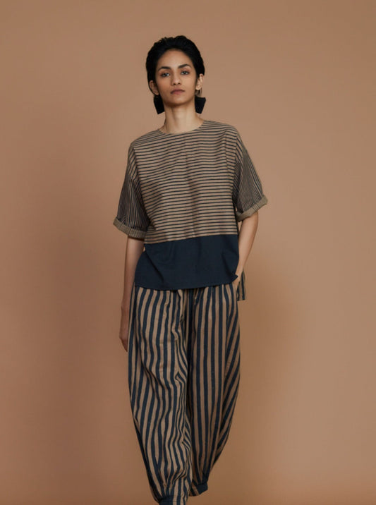 Brown with Charcoal Striped CB Ekin Top