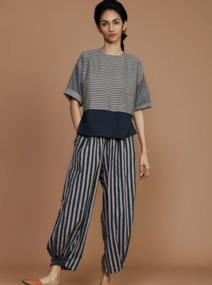 Grey with Charcoal Striped CB Ekin Top