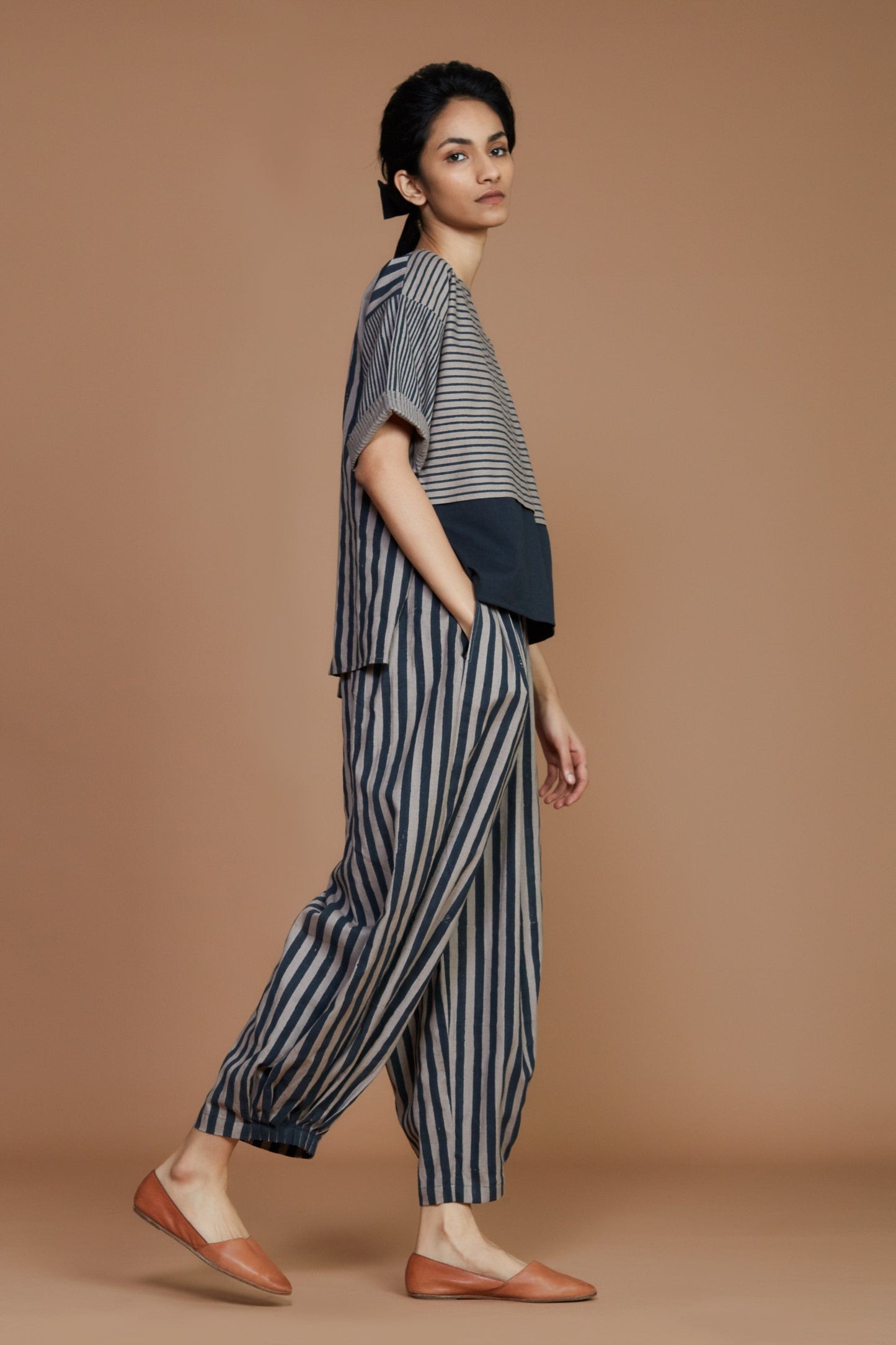 Grey with Charcoal Striped CB Ekin Top