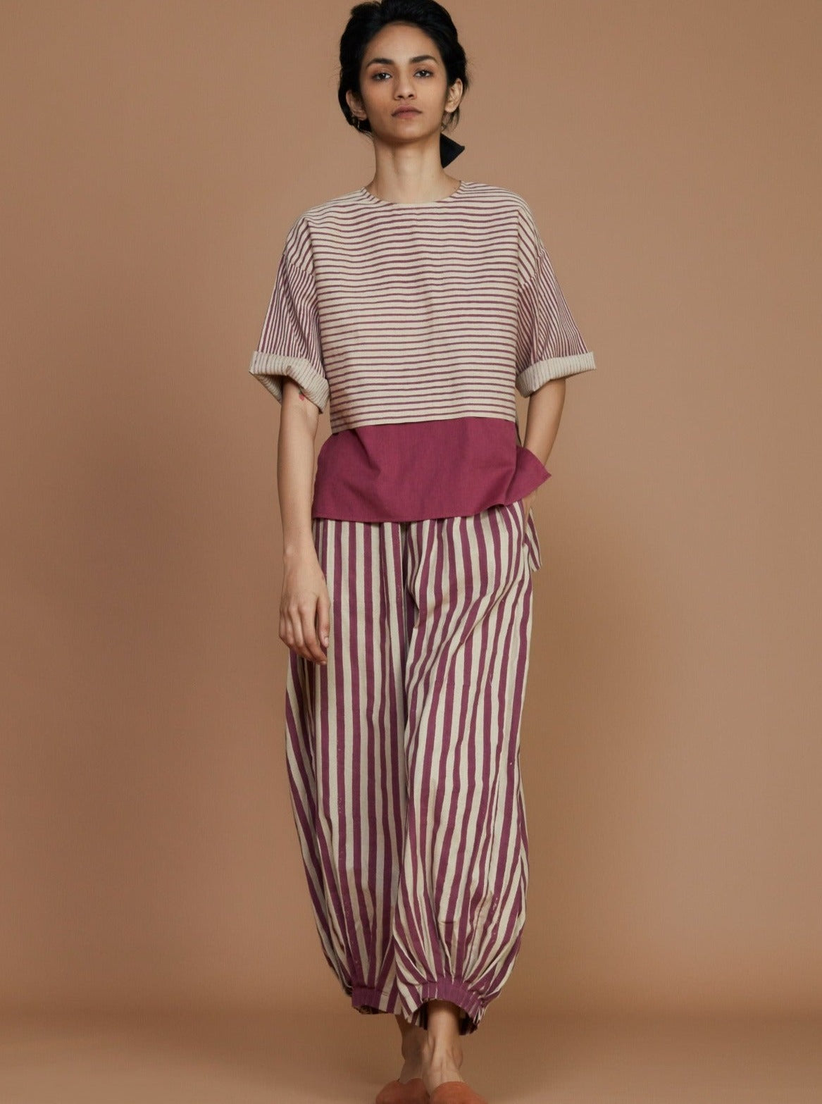 Ivory  with Mauve Striped CB Ekin Top