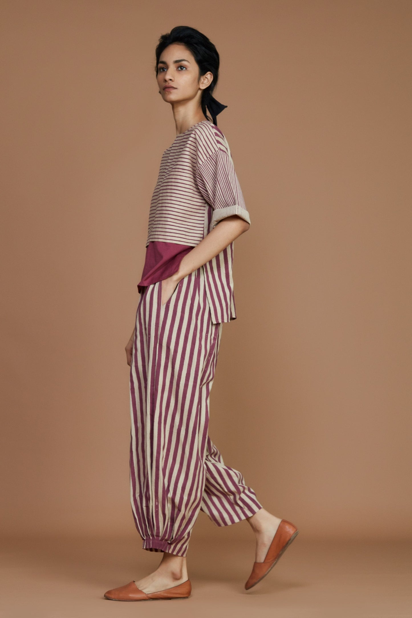 Ivory  with Mauve Striped CB Ekin Top