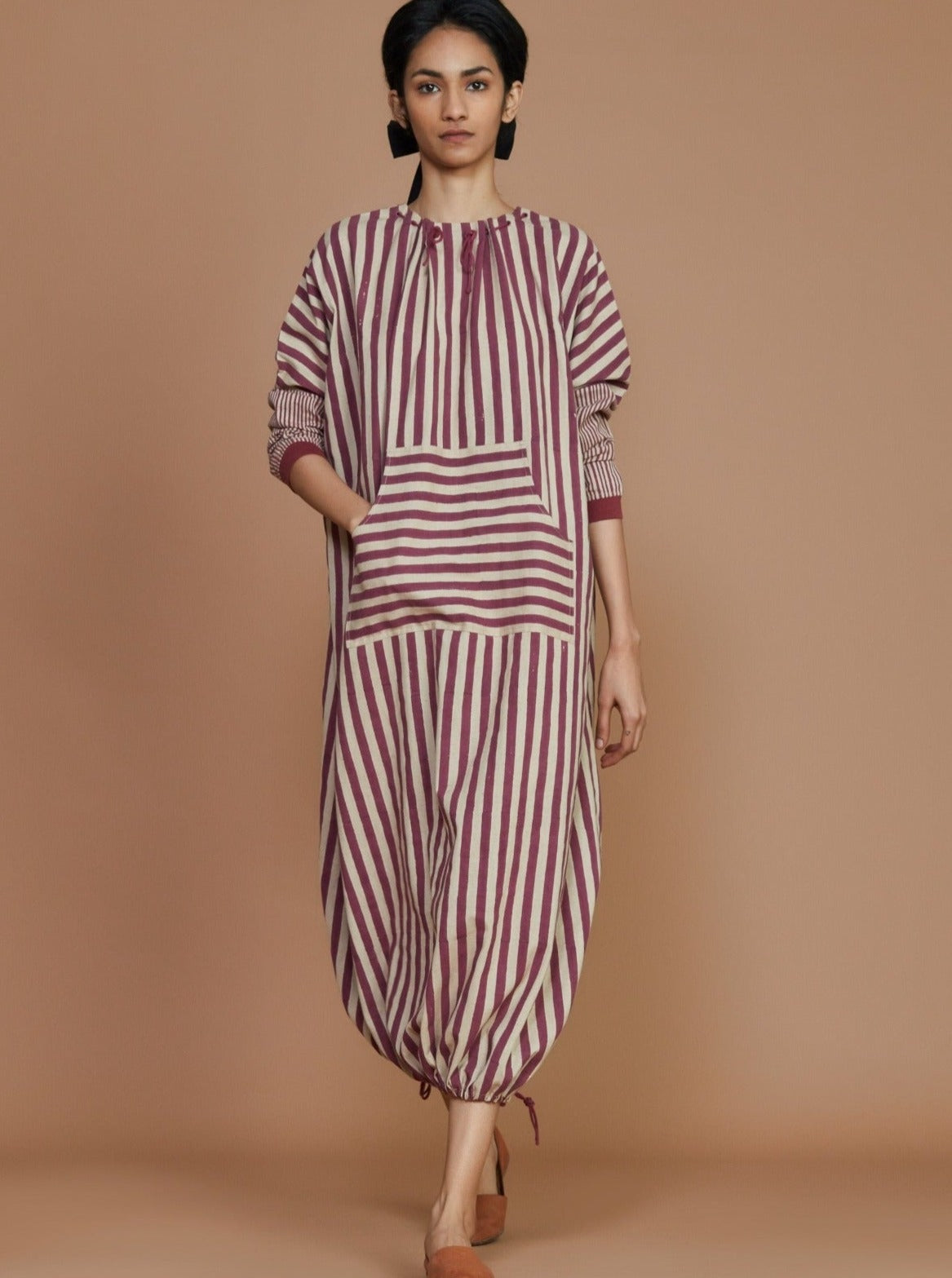 DS Ivory with Mauve Striped Dress