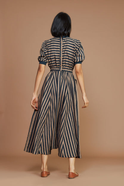 Brown and Charcoal Striped Mati Sphara Jumpsuit