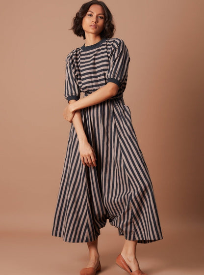 Grey and Charcoal Striped Mati Sphara Jumpsuit