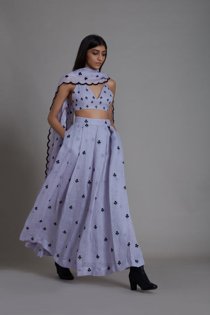 Club Lehenga Set-Lavender