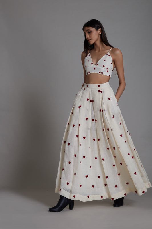 Heart Lehenga-Oatmeal