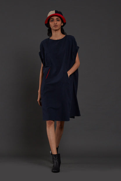 Navy Blue Pocket Dress