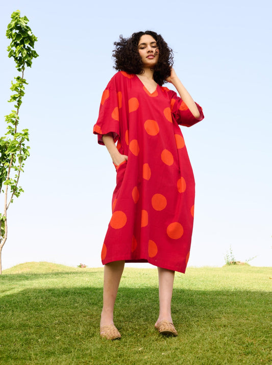 Marie Dress (Small Polka Red)