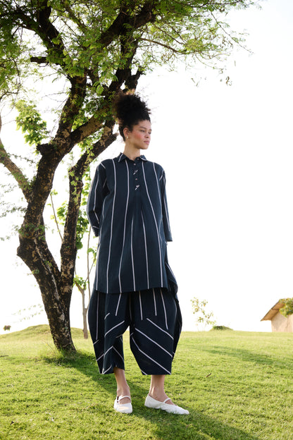 Nargis Coord Set (Black & White Stripe)